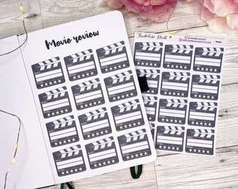 Movie Slate Film Review Planner Stickers | Journal | Notes Pages | Planner | Decorative & Functional Planning