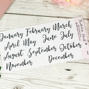 Scriptplannerstickers maandtitel | Decoratieve en functionele planning | Bulletjournaal | TN | Maandstickers | Maanden | Maandkoppen
