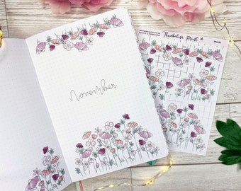Blooming Florals Title Page | Decorative & Functional Planning | Journal Stickers | Journal Theme | Decorative Stickers | Monthly Theme