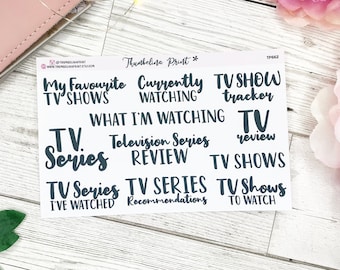 TV Tracker Headers And Title Planner Stickers | Decorative & Functional Planning | TV Shows | TV Series | Television