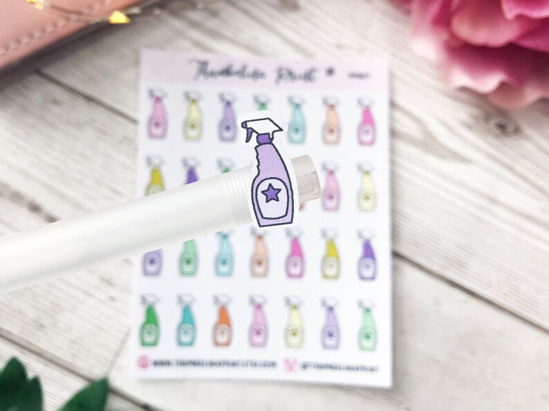 Spary Clean Sticker Cleaning Spray Planner Stickers | Decorative & Functional Planning ...