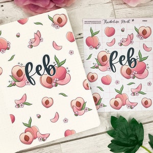 February Peach Fruit Title Page Planner Stickers Decorative ...
