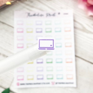 Laptop Planner Stickers | Decorative & Functional Planning | Laptop Icon | Work Sticker | Homework | Coursework | Mini Icons | Icon Stickers