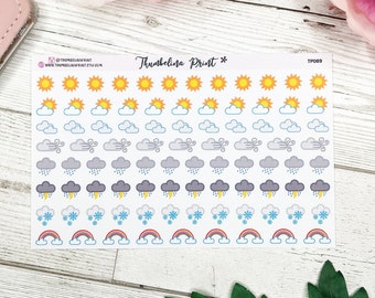 Weather Planner Stickers | Decorative & Functional Planning | Weather Icons | Mini Icons | Icon Stickers | Weather Stickers