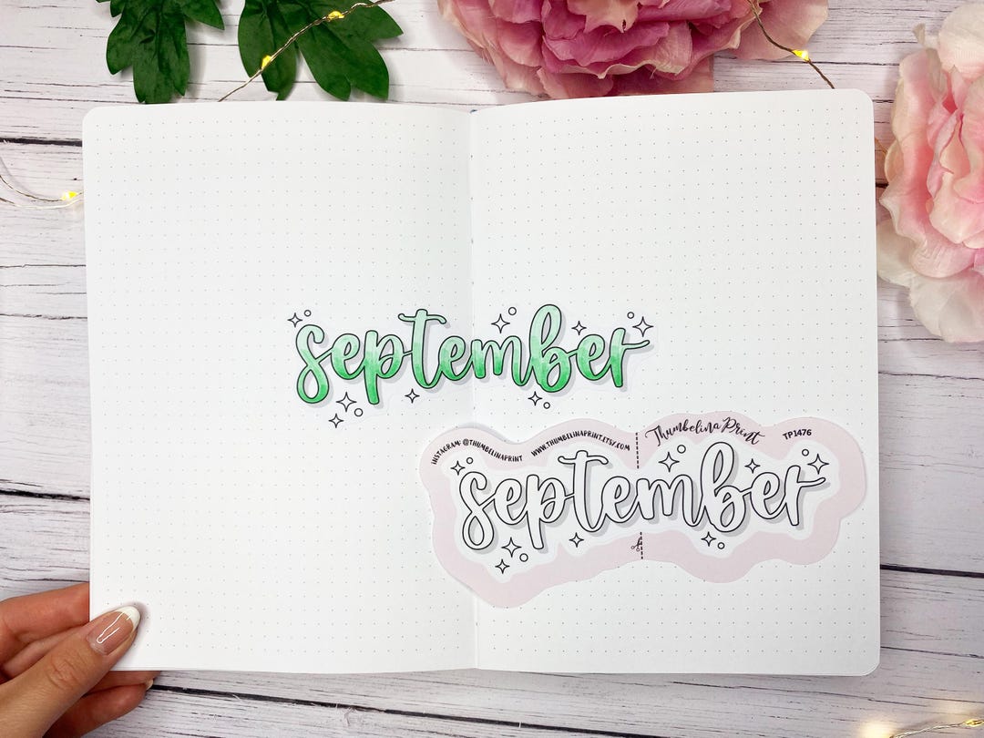 Horizontal Cursive 'september' Script Title Planner Sticker ...
