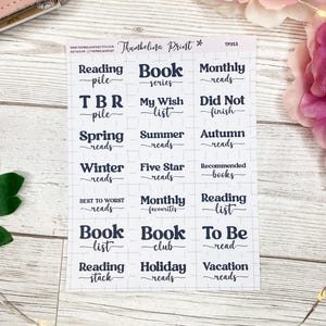 Reading Header Journal Stickers | Decorative & Functional Planning | Reading Journal | Book Stickers | Reading Stickers | Script