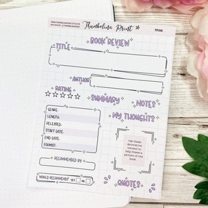Purple Book Review Sticker Kit Sheet | Decorative & Functional Planning | Journal Stickers | Book Stickers | Reading Journal | Book Journal