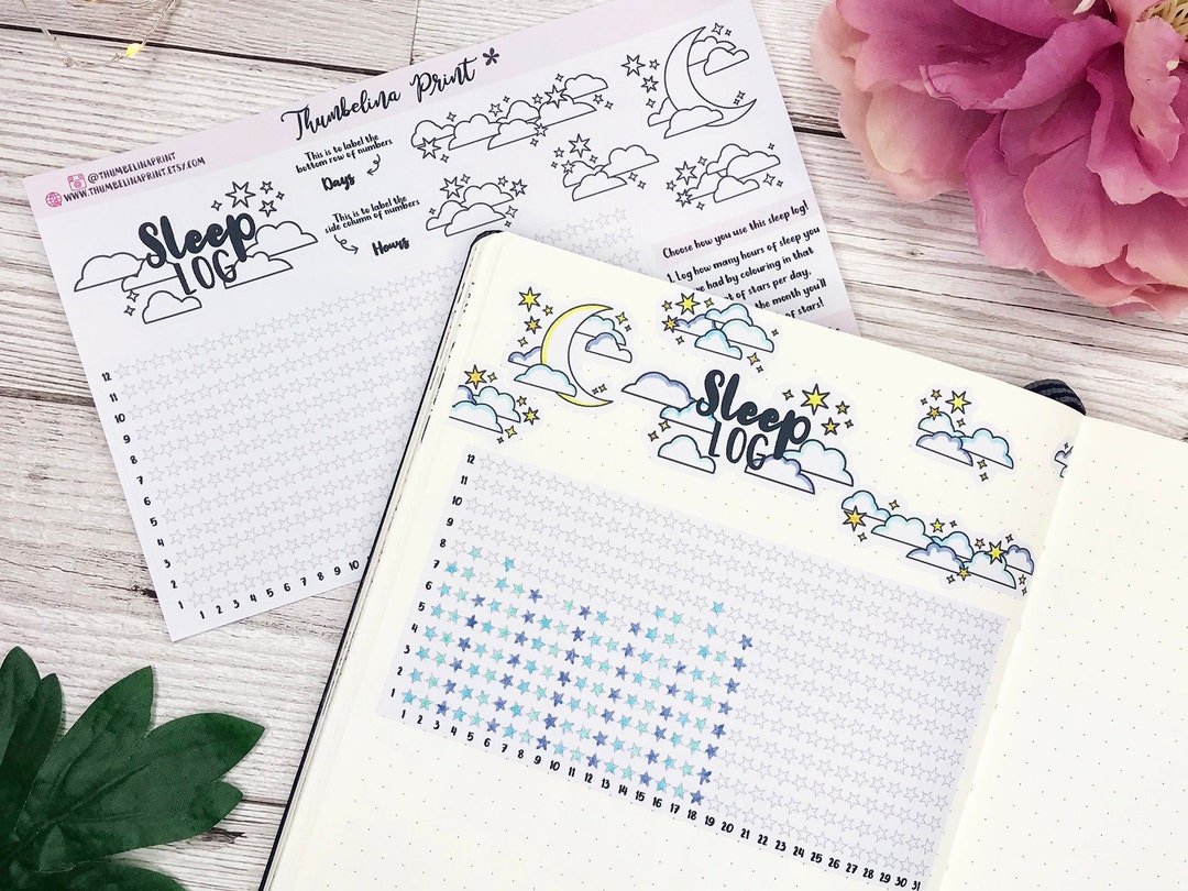 Sleep Log Bar Chart Planner Stickers | Decorative & Functional Planning ...