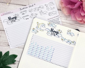 Sleep Log Bar Chart Planner Stickers | Decorative & Functional Planning | Sleep Tracker | Sleep Chart | Tracker Sticker | Sleep Sticker
