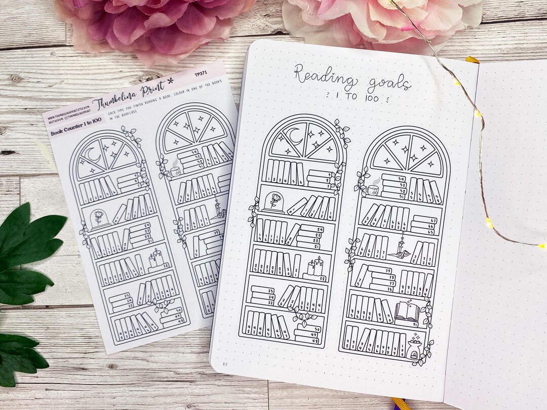 Book Counter Shelves 1 to 100 Journal Stickers | Decorative ...