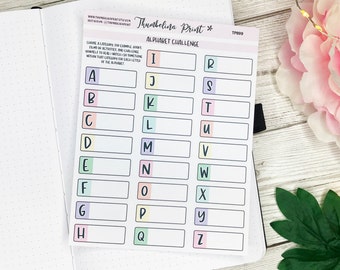 Alphabet Challenge Planner Stickers | Decorative & Functional Planning | Alphabet Challenge | Journal Stickers