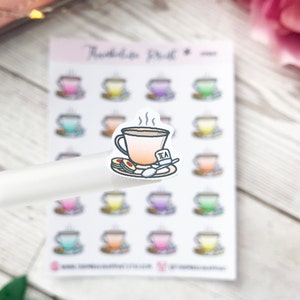 Tea Planner Stickers | Decorative & Functional Planning | Tea And Biscuits | Hot Drink Stickers | Tea Stickers | Mini Icons | Icon Stickers