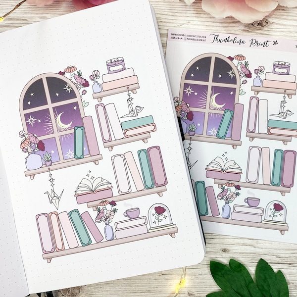 Night Time Reading Bookshelf Tracker | Decorative & Functional Planning | Reading Log | Book Stickers | Bookshelf | Book Log | Bookshelves