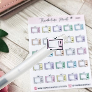 Pastel TV Planner Stickers | Decorative & Functional Planning | TV Stickers | Television | TV Series | Pastel Stickers | Icon Stickers