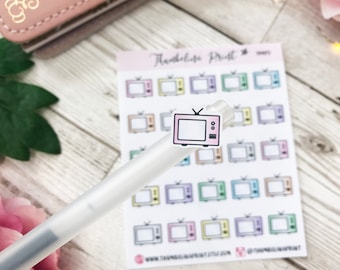 Pastel TV Planner Stickers | Decorative & Functional Planning | TV Stickers | Television | TV Series | Pastel Stickers | Icon Stickers