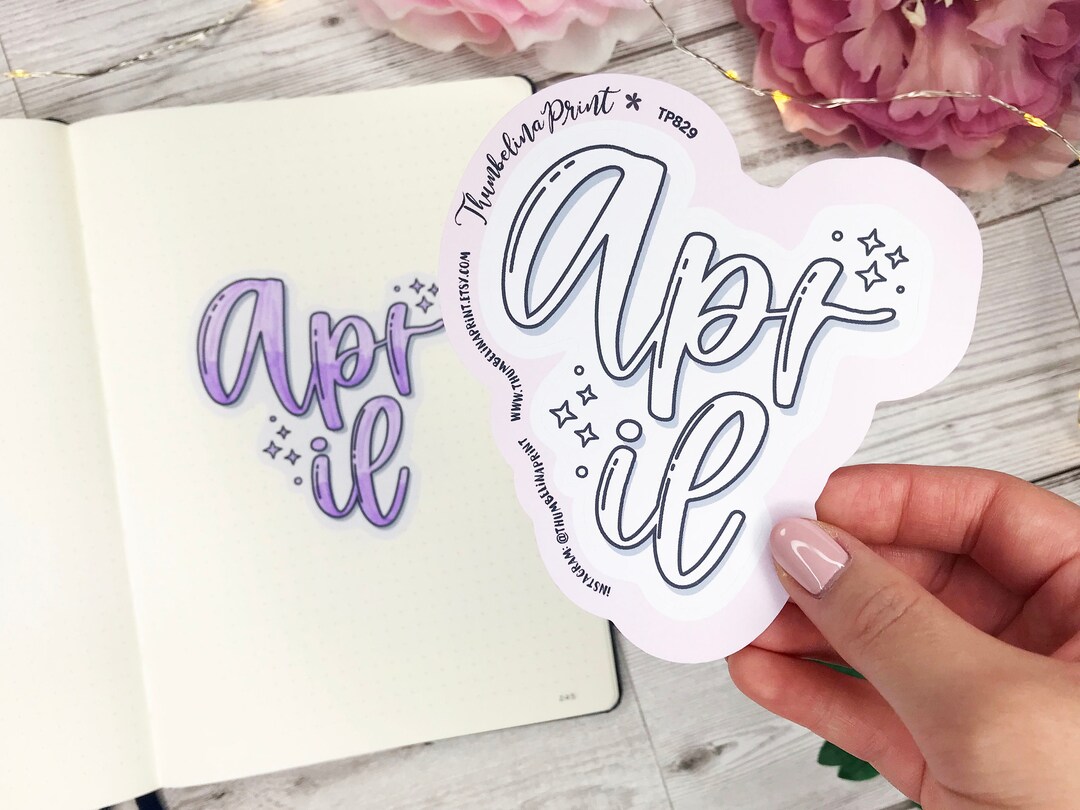 Stacked 'april' Script Title Planner Stickers | Decorative & Functional ...