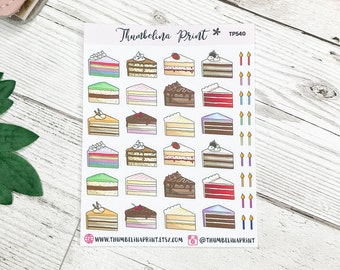Cake Slice Planner Stickers | Decorative & Functional Planning | Birthday Cake | Cake Stickers | Slice Of Cake | Mini Icons | Icons Stickers