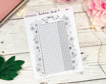 Floral Sleep Tracker Sticker | Decorative & Functional Planning | Floral | Bullet Journal | Notes Page | Sleep Tracker
