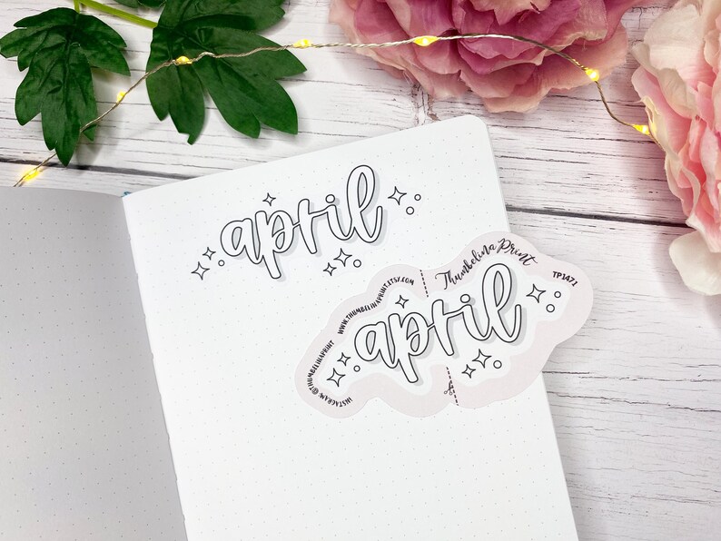 Horizontal Cursive 'april' Script Title Planner Sticker | Decorative ...