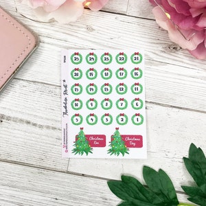 Christmas Countdown Planner Stickers | Decorative & Functional Planning | Christmas Stickers | Countdown Stickers | Festive | Holiday