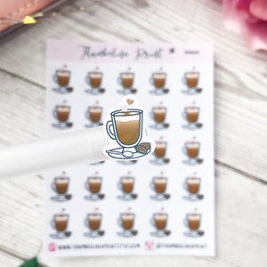 Coffee Planner Stickers | Decorative & Functional Planning | Coffee And Biscuits | Hot Drink Stickers | Latte | Mini Icons | Icons Stickers