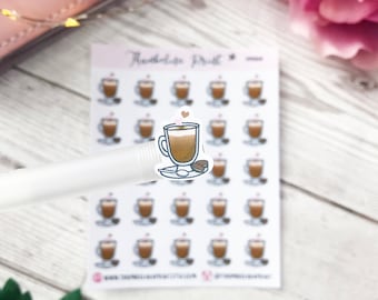 Coffee Planner Stickers | Decorative & Functional Planning | Coffee And Biscuits | Hot Drink Stickers | Latte | Mini Icons | Icons Stickers