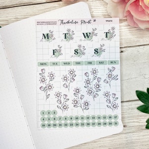 Wekelijks bloemen stickervel december | Decoratieve en functionele planning | Bulletjournaal | TN | Maandthema | Maandpakket | Wekelijks pakket
