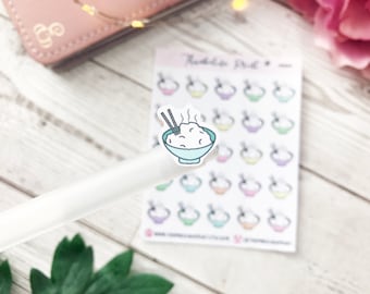 Rice Planner Stickers | Decorative & Functional Planning | Bowl Of Rice | Rice Stickers | Food | Takeout | Mini Icons | Icons Stickers