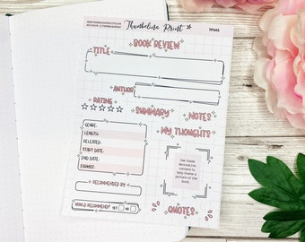 Stickervel rode boekrecensie | Decoratieve en functionele planning | Dagboekstickers | Boekstickers | Dagboek lezen | Boekjournaal