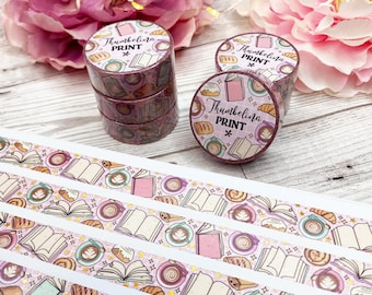 Bakery And Books Holographic Gold Foil Washi Tape | Decorative & Functional Planning | Decorative Tape | Paper Tape | Books | Pastries