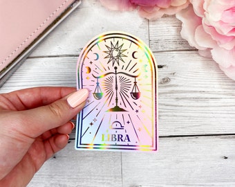 Libra Holographic Gold Foil Die Cut Constellation Sticker | Zodiac | Astrology | Celestial | Foil Sticker | Holographic Gold