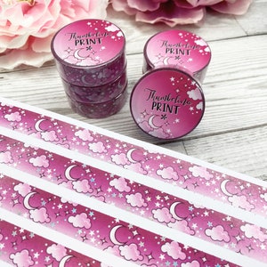 Berry Sky Holographic Foil Washi Tape | Decorative & Functional Planning | Decorative Tape | Paper Tape | Clouds | Stars | Celestial | Moon