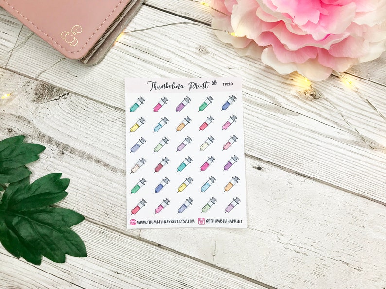 Syringe Planner Stickers Decorative & Functional Planning Medication Jabs Injections Diabetes Mini Icons Icon Stickers image 2