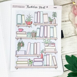 Wall Bookshelf with Books Planner and Journal Stickers