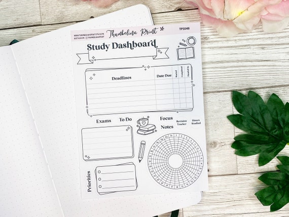 Study Dashboard Planner Stickers | Decorative & Functional Planning | Revision Tracker | Organisation | Monthly Tracker | Study Planner