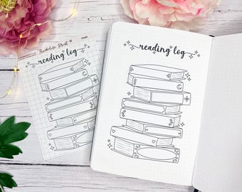 Black And White Book Pile Reading Log Sticker | Decorative & Functional Planning | Reading Journal | Book Log | Book Tracker | Journal