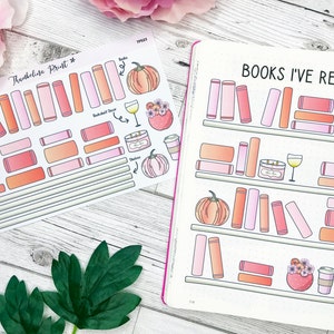 Build A Bookshelf Reading Tracker Stickers In An Autumn/Fall Colour Palette | Bullet Journal | Notes Page | Decorative & Functional Planning