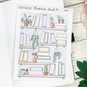 Large Book Tracker Shelf In Colour | Design 2 | Decorative & Functional Planning | Reading Log | Book Stickers | Bookshelf