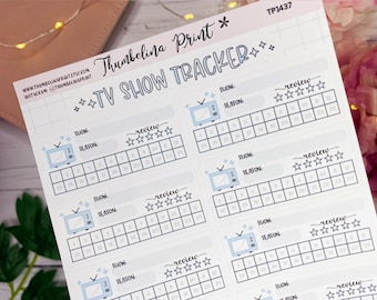 Sky Blue TV Show Tracker Planner Stickers | Decorative & Functional Planning | TV Series | Television | Journal Stickers | TV Log