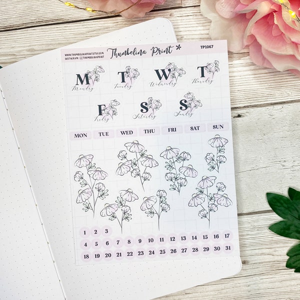 July Weekly Floral Sticker Sheet | Decorative & Functional Planning | Bullet Journal | TN | Monthly Theme | Monthly Kit | Weekly Kit