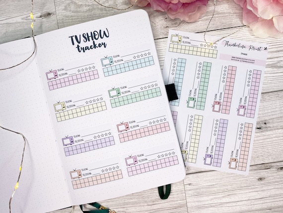 Colour TV Show Tracker Planner Stickers for Bullet Journal, Tn's