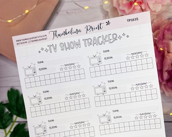 Grey TV Show Tracker Planner Stickers | Decorative & Functional Planning | TV Series | Television | Journal Stickers | TV Log