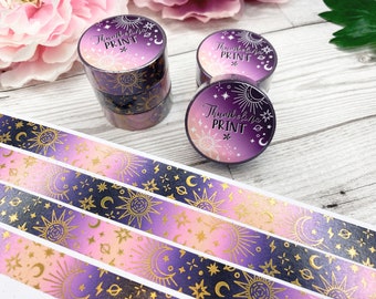 Fiery Galaxy Holographic Gold Foil Washi Tape | Decorative & Functional Planning | Decorative Tape | Paper Tape | Celestial | Space