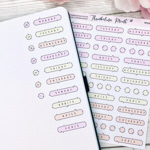 Weekly Oval Script Stickers With Stars In Pink, Yellow And Orange | Decorative & Functional Planning | Journal Stickers | Script Stickers