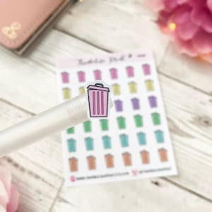 Bin/Rubbish Planner Stickers | Decorative & Functional Planning | Recycling | Mini Icons | Garbage | Icon Stickers