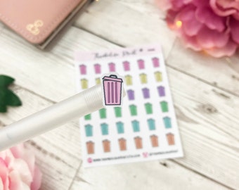 Bin/Rubbish Planner Stickers | Decorative & Functional Planning | Recycling | Mini Icons | Garbage | Icon Stickers