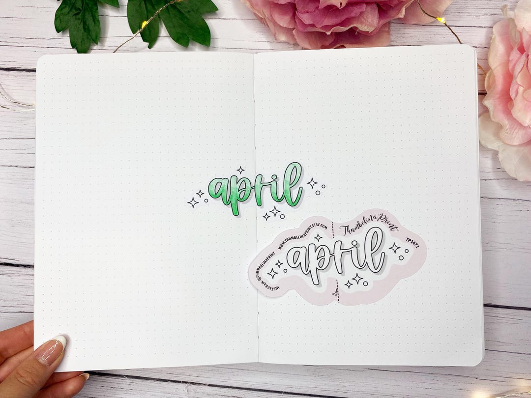 April In Script Horizontal Cursive 'april' Script Title Planner Sticker | Decorative ...