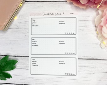 Buchbesprechungsbox Reading Journal Stickers | Dekorative & Funktionale Planung | Lesetagebuch | Kurze Buchbesprechung