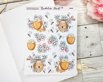 Decoratieve stickers honingbijen | Decoratieve en functionele planning | Stickers | Bullet Journal-thema | Decoratieve stickers