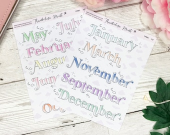 Magical Monthly Headers Script Planner Stickers | Decorative & Functional Planning | Journal Stickers | Script Stickers | Month Header